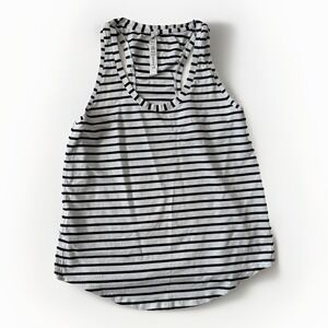 Lululemon Shirt Women 6 White Stripe Racerback‎ Tank Nautical Boat Old Money